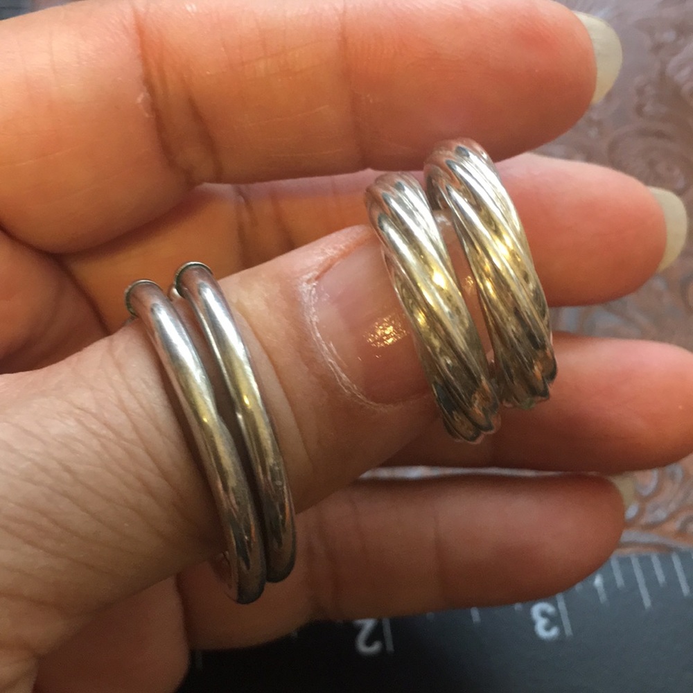 Nice Medium Size Sterling Hoops - image 4
